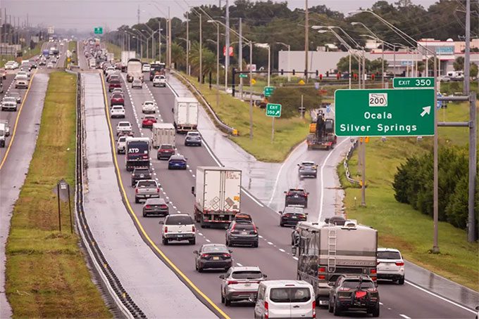 Americans evacuating from a hurricane