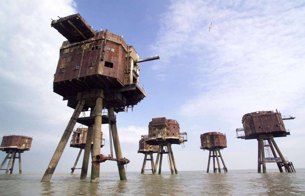 Maunsell Forts located in the estuaries of the Thames and Mersey once defended the UK during World War II.