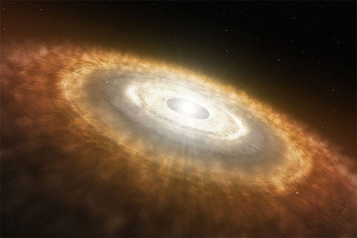 Artist's illustration of a protoplanetary disk around a newly formed star.