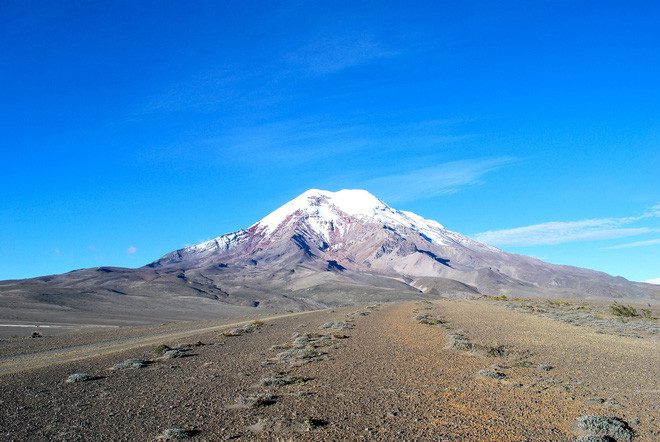 The summit of Chimborazo, appearing much gentler than Everest.