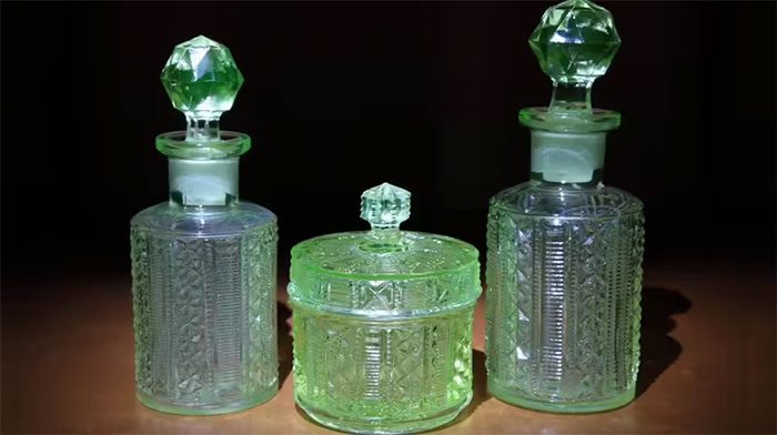 Decorative items made from Vaseline glass