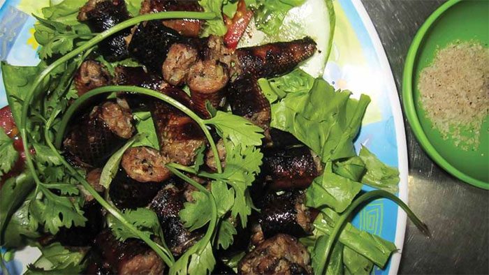 A plate of grilled snake sausage