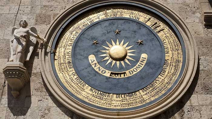 The astronomical clock at the Cathedral of Messina, Sicily, Italy