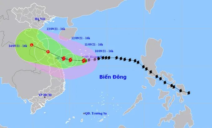 Path of a storm in September 2021.