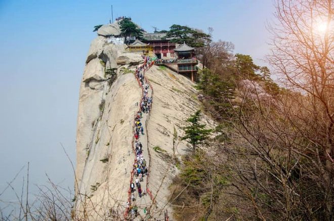 Everyone is impressed by the rugged planks nailed directly into the rock face