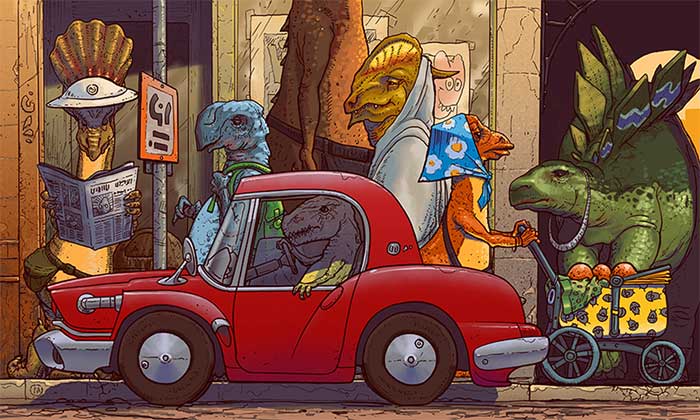 Intelligent reptiles in the science fiction series.