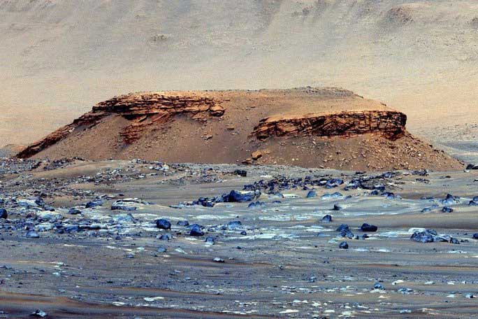 A photo of the Martian world captured during the exploration of Jezero Crater