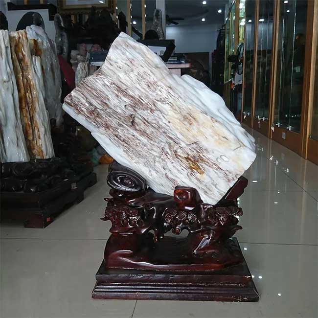 Agatized wood is often displayed in its raw form, used for ornamental crafts