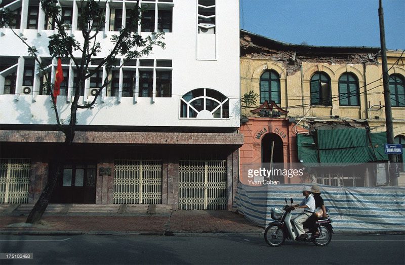 The contrast between old and new on Quang Trung Street.