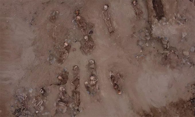 76 sacrificial children's remains found in Peru.