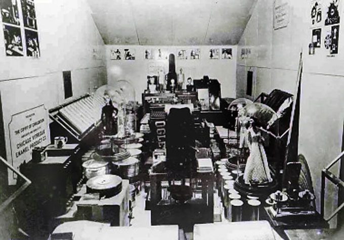 Inside the time capsule in 1939, before sealing.