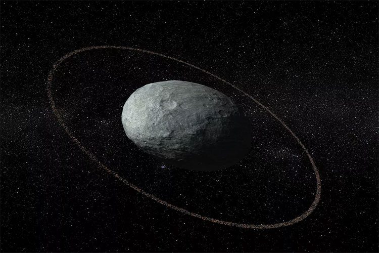 The dwarf planet Haumea has a ring around it.