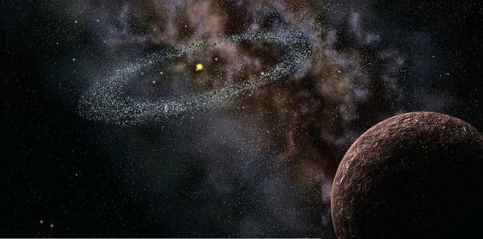 Simulation of a wandering dwarf planet in the Solar System.