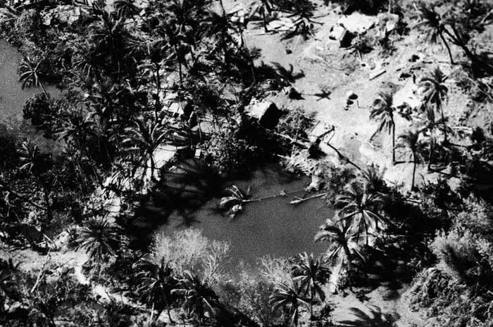 Aerial view of the devastation caused by Cyclone Bhola in 1970.