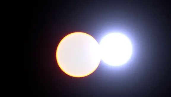 Binary star system with the primary star labeled as Sirius A and the companion star as Sirius B