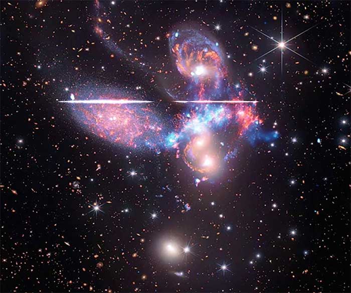 The Stephan Quintet system with its members continuously sliding close to each other.