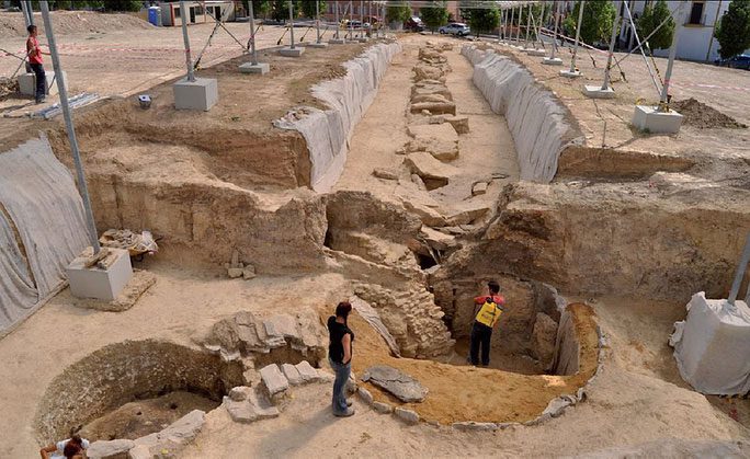 Excavation site of the giant ancient tomb