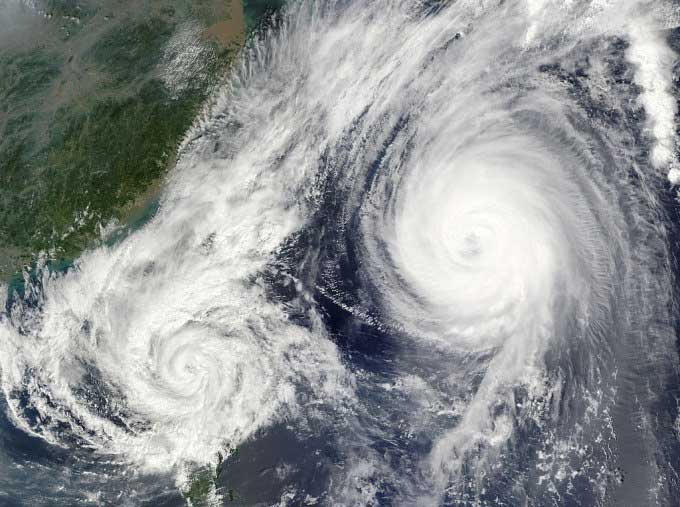 Typhoon Parma (left) and Typhoon Melor (right) interacting in the Philippine Sea