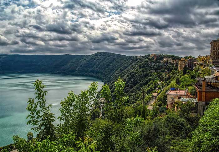 Albano is a deep volcanic lake located on the Alban Hills in Italy.