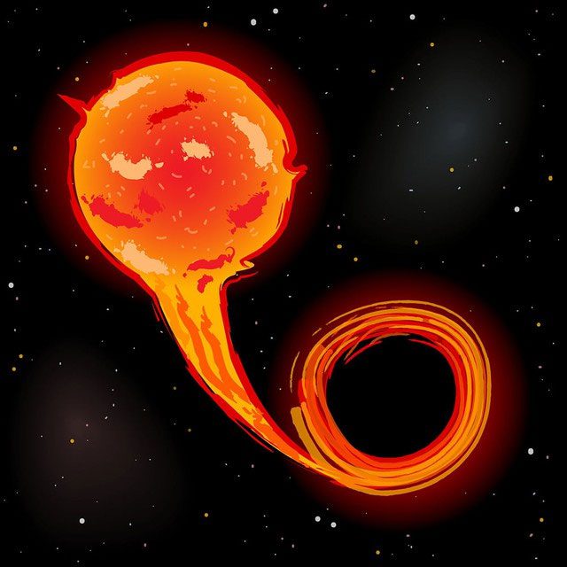 Black hole accumulating material from a nearby star.