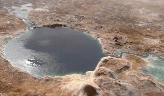 A lake in Margaritifer Terra in the past