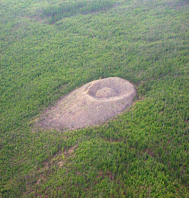 Aerial view of the giant Patomskiy Crater.