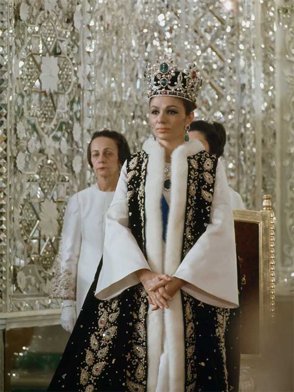 Queen Farah Pahlavi of Iran at a ceremony in the Gulistan Palace.