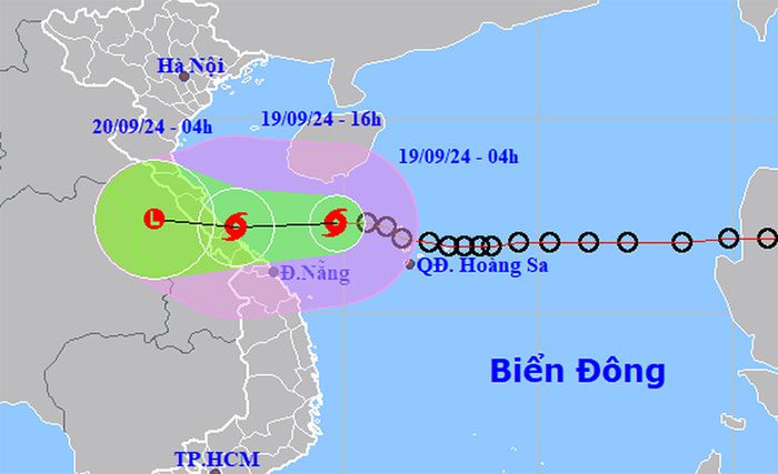 Forecasted position and movement of storm number 4 at 4 AM on September 19