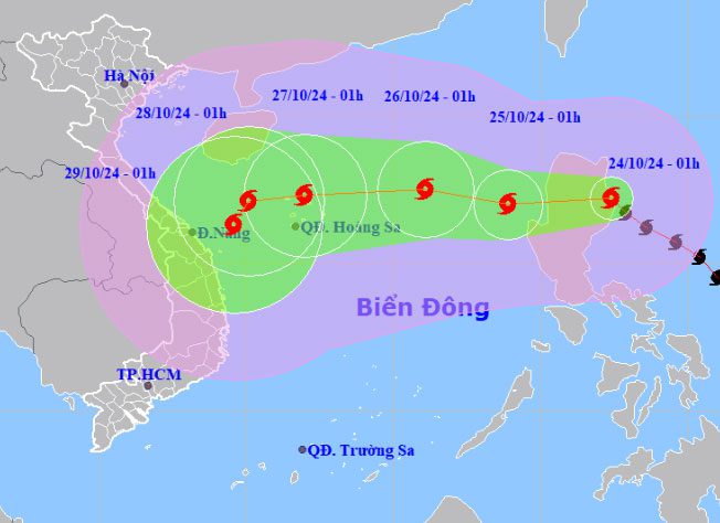 Forecast path of Typhoon Trami according to the National Center for Hydro-Meteorological Forecasting.