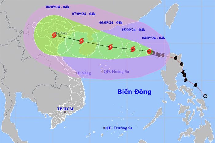 Forecast path of Typhoon Yagi.