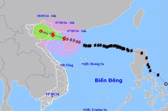 Forecast path and affected area of Typhoon Yagi