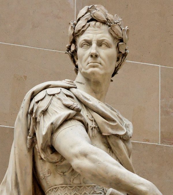 Image of Julius Caesar associated with a laurel wreath on his head.