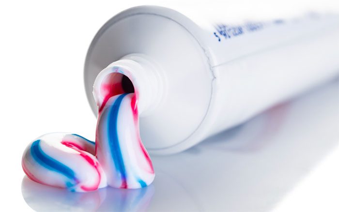 Colored stripes on toothpaste