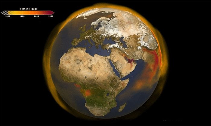 The planet is covered in a yellow-orange layer.