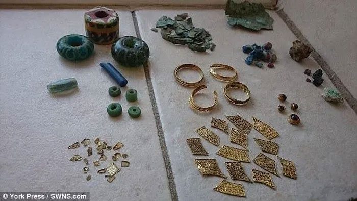 Some gold jewelry from the recently found treasure.