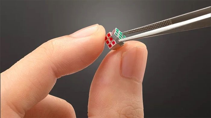 The world's smallest Rubik's Cube.