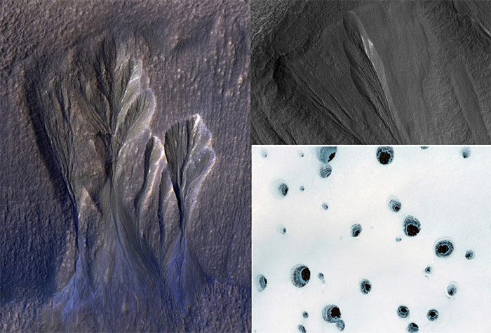 Terra Sirenum (left) and Dao Vallis (top right) on Mars