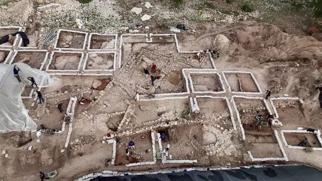 Aerial view of the excavation area near Beit Shemesh.