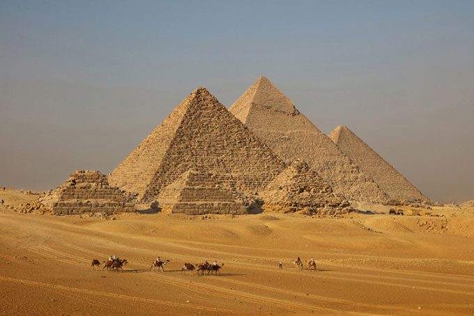 The Giza pyramid complex of ancient Egyptian civilization.