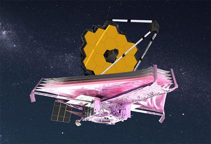 Illustration of the James Webb Space Telescope in space.