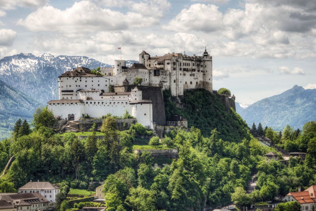 Hohensalzburg Castle in Austria, considered a fortress on a mountain, built in 1077.