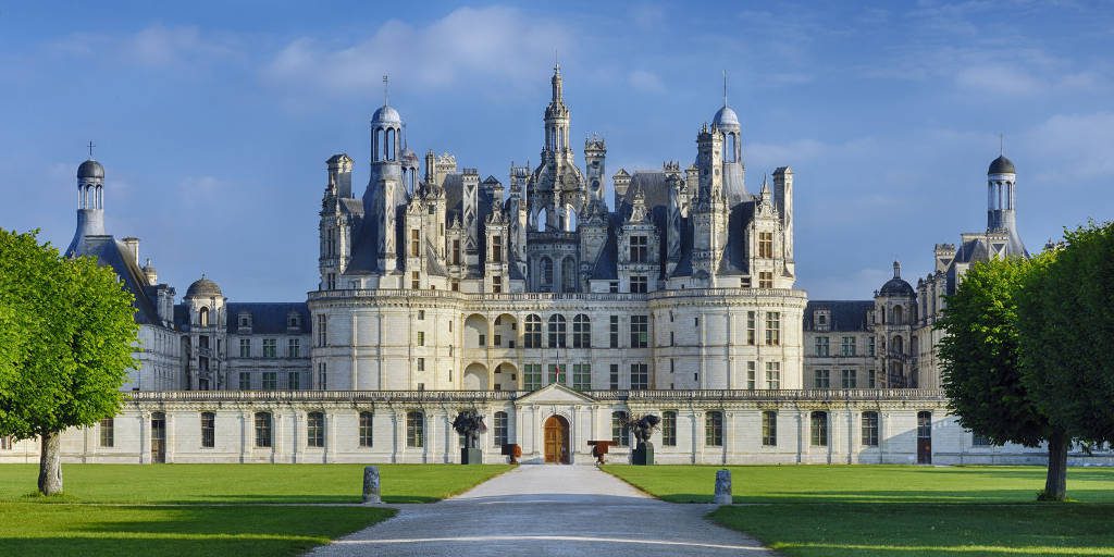 Chateau de Chambord in France with unique Renaissance architecture.