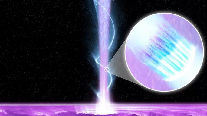 A monstrous black hole shooting a high-energy beam towards Earth