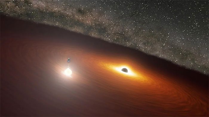 Illustration of two of the most terrifying objects in the universe - two supermassive black holes