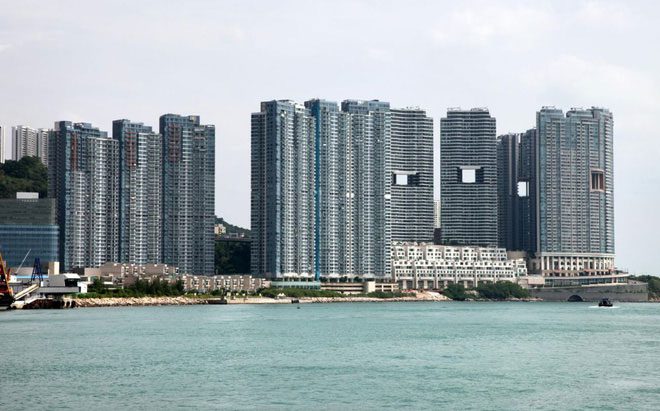 Common holes seen in skyscrapers in Hong Kong.