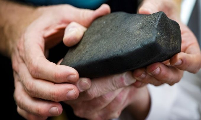 Close-up of meteorite fragments.