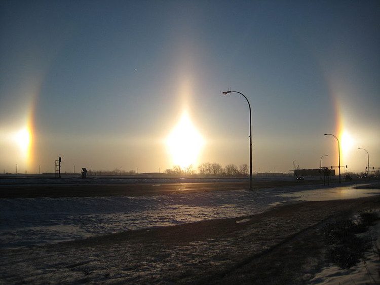 A brilliant false sun over Fargo, North Dakota, USA.