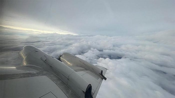 View from inside a hurricane hunter.