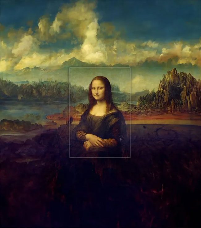 This would be the background of the original Mona Lisa created by AI.