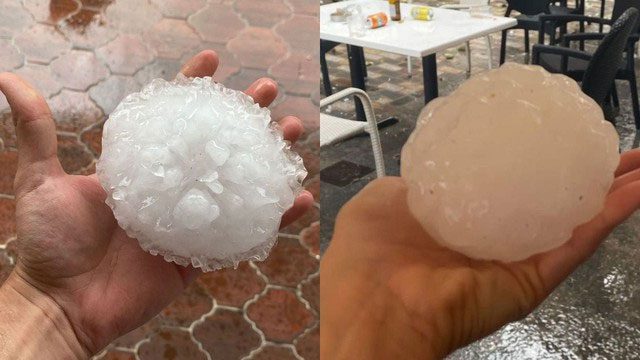 Perfectly spherical hailstones also have complex structures.